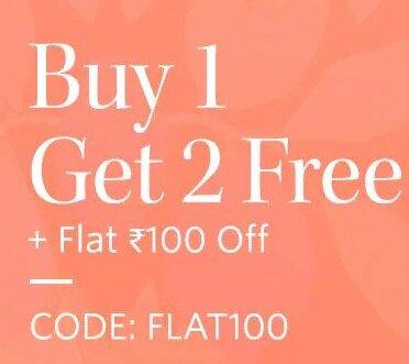 Buy 1 Get 2 Free + Extra 100/- Rs Off on Myntra