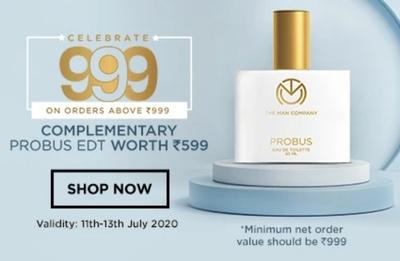 Complementary EDT Probus worth Rs.599 on all orders of net value above Rs.999