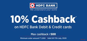 Get 10% Cashback on Jiomart using HDFC Bank Debit and Credit Cards