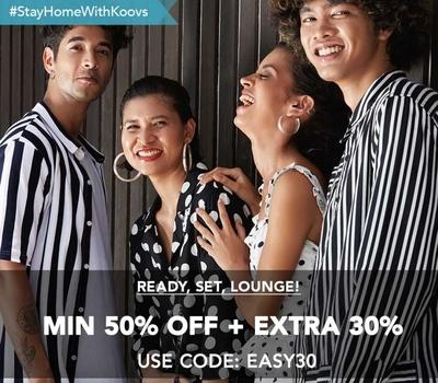Get Min 50% off + Extra 30% off on Men's and Women's Apparel at Koovs