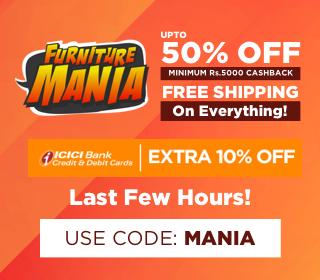 Pepperfry Furniture Mania - Upto 50% Off | Minimum Rs 5000/- Cashback + Extra 10% Off